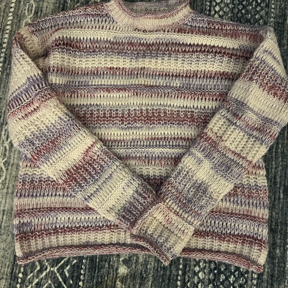 Time and Tru Lavender and White Striped Sweater